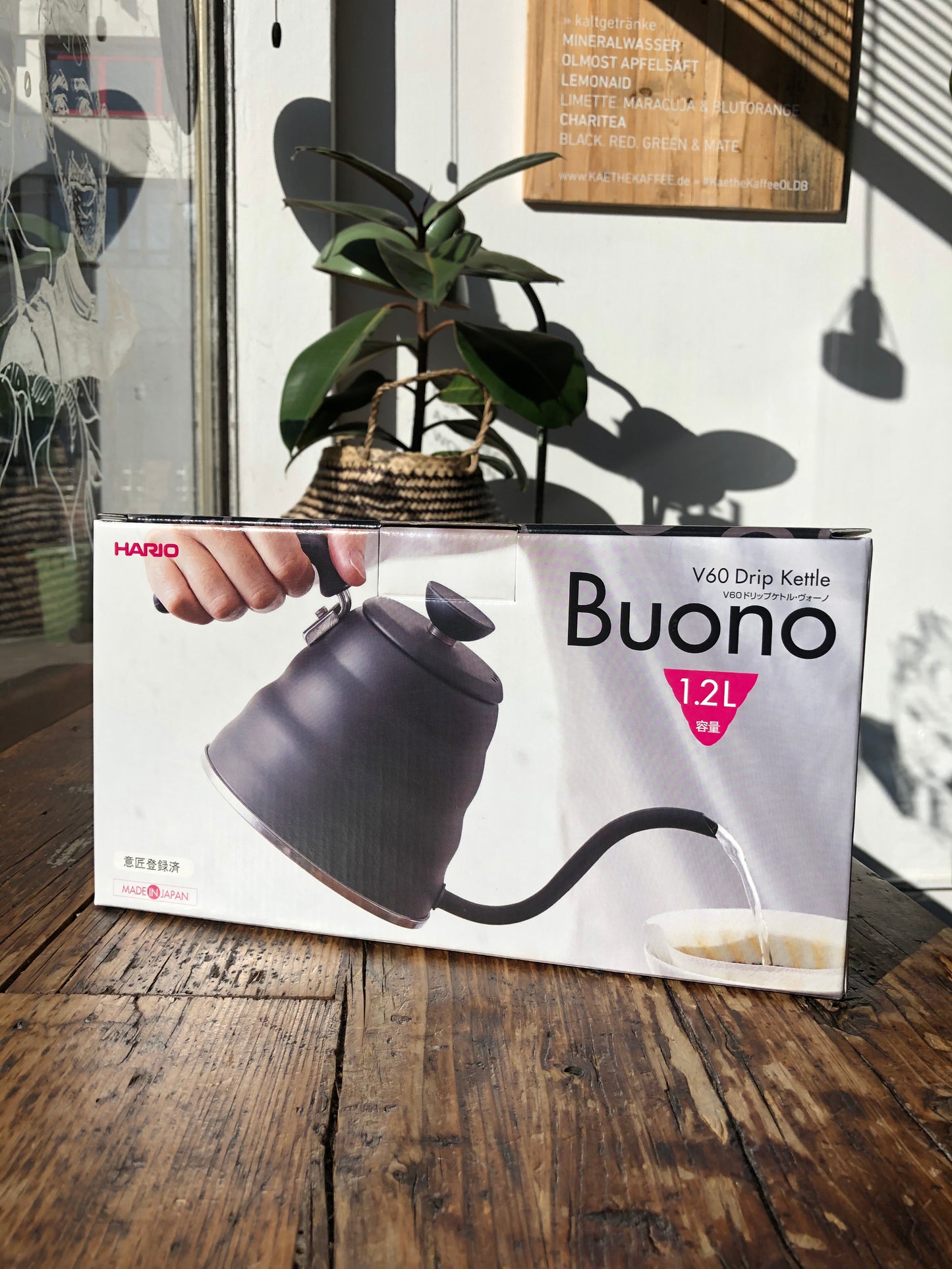 Hario Buono 1,2l Wasserkessel Edelstahl schwarz