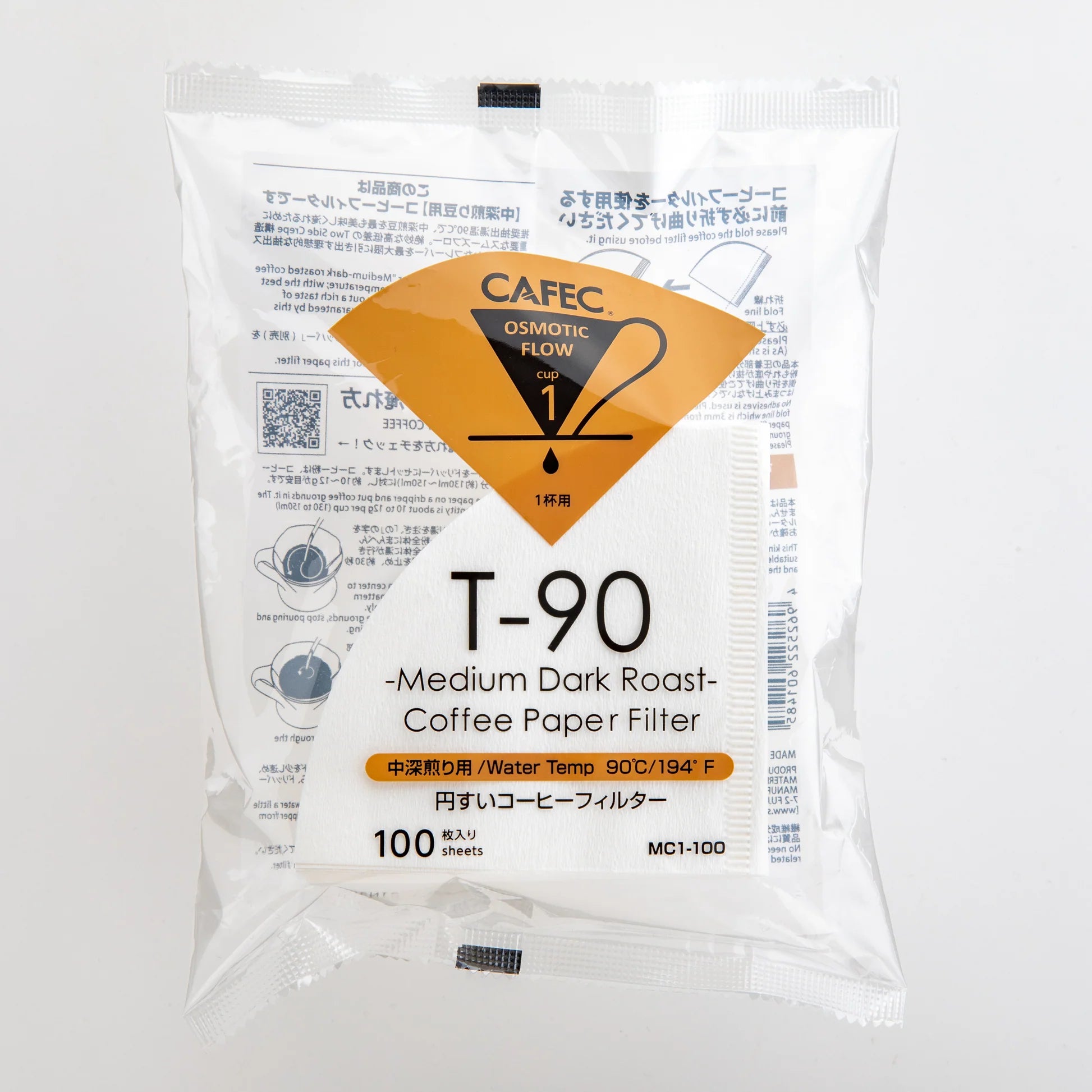 CAFEC Filterpapier T90 Cup 1, 100 Stück - Made in Japan
