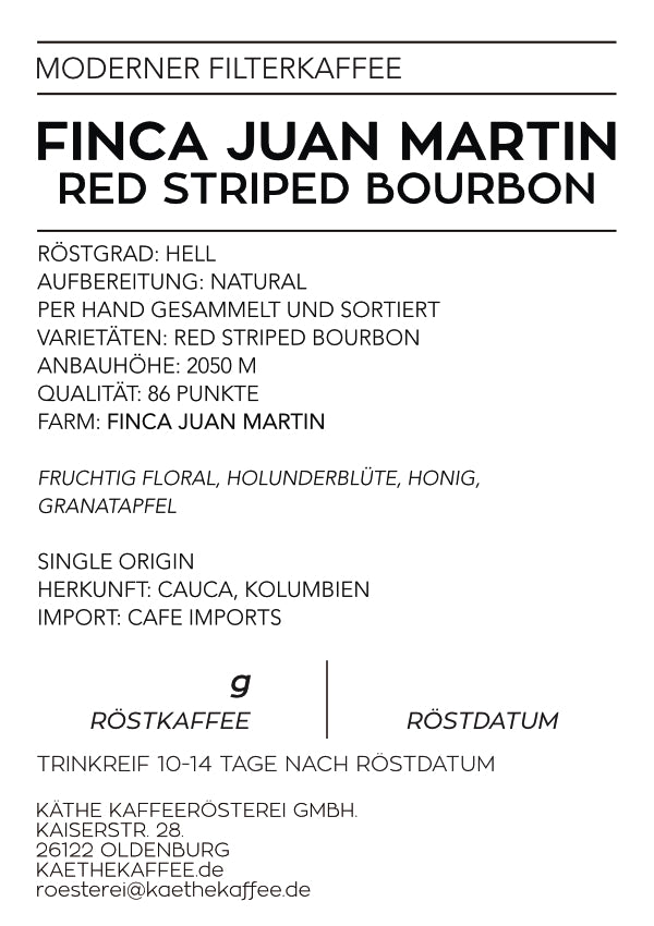 FINCA JUAN MARTIN  | Striped Red Bourbon | Microlot | Moderner Filterkaffee