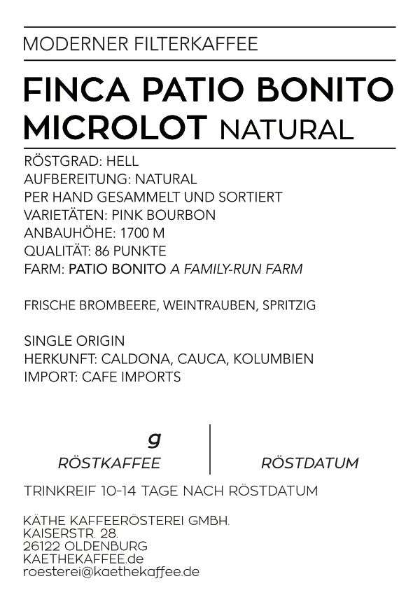 Kolumbien - Finca Patio Bonito - Pink Bourbon - Natural | Moderner Filterkaffee