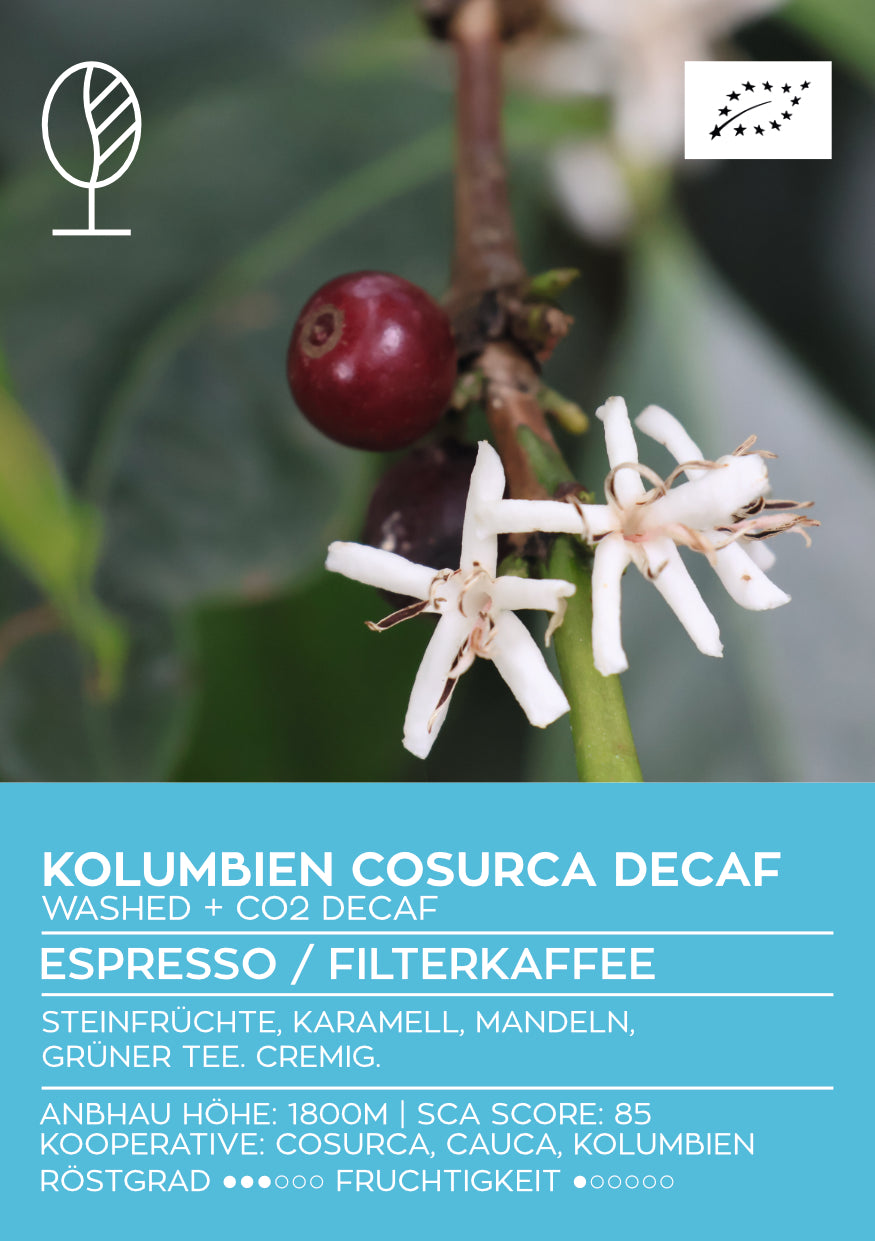 KOLUMBIEN COSURCA | CO2 DECAF / ENTKOFFEINIERT | Espresso | Single Origin