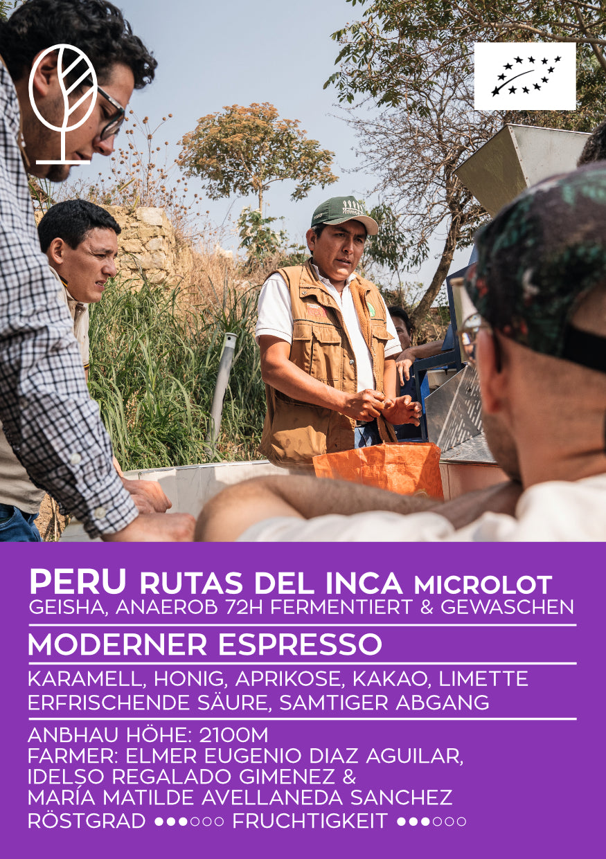 RUTAS DEL INCA | Peru Microlot Anaerob Gewaschen | Moderner Espresso | Single Origin