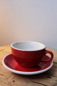 ACME Cappuccino Tasse 190ml & Untersetzer NEU (rot)