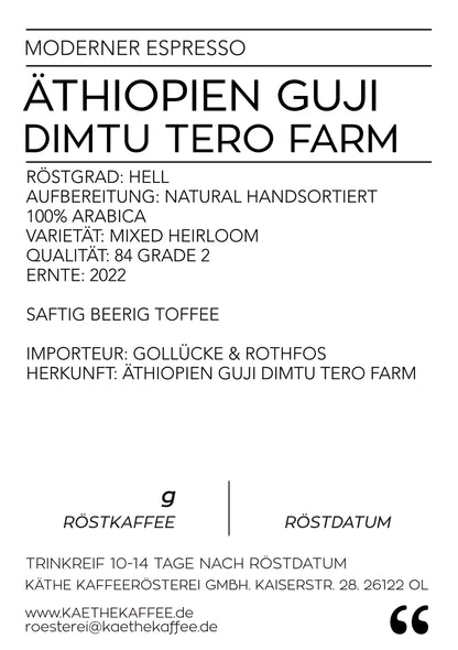 ÄTHIOPIEN GUJI Dimtu Tero Farm NATURAL | Moderner Espresso